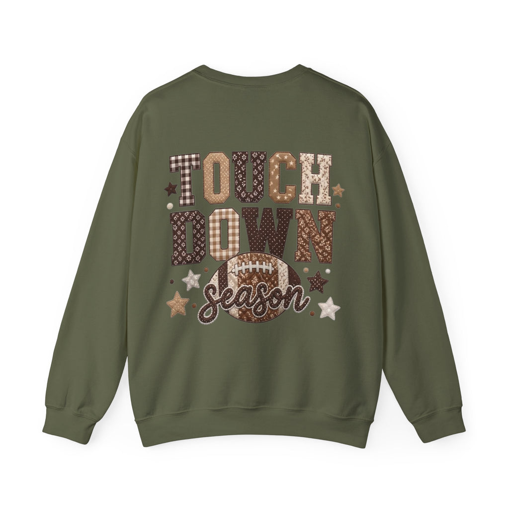 ORVIAN — Touchdown Season Football Bow Crewneck, Sparkle Game Day Sporty Unisex Heavy Blend