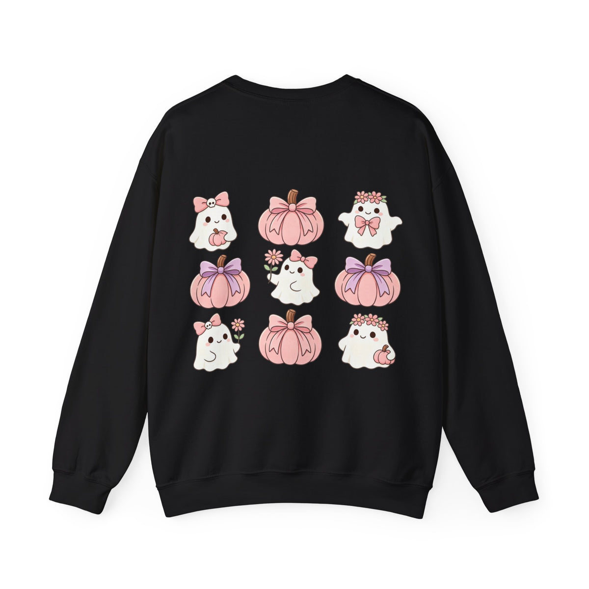 ORVIAN — Pink Halloween Coquette Ghost Crewneck, Bow & Pumpkin Unisex Heavy Blend