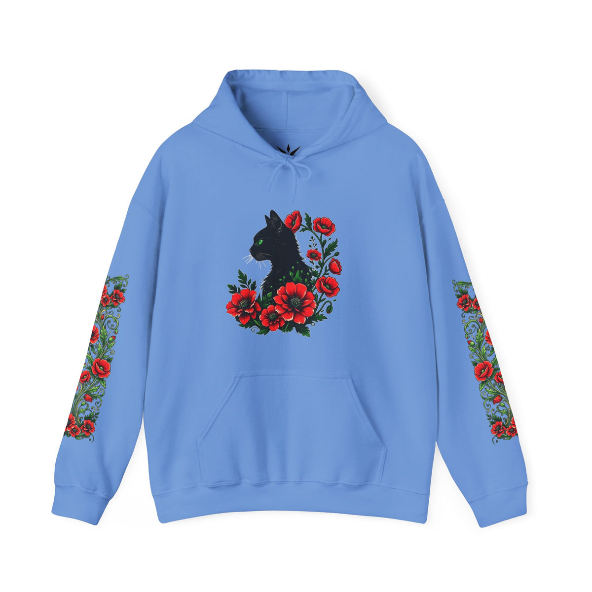 ORVIAN — Black Cat & Red Poppies Unisex Heavy Blend Hoodie