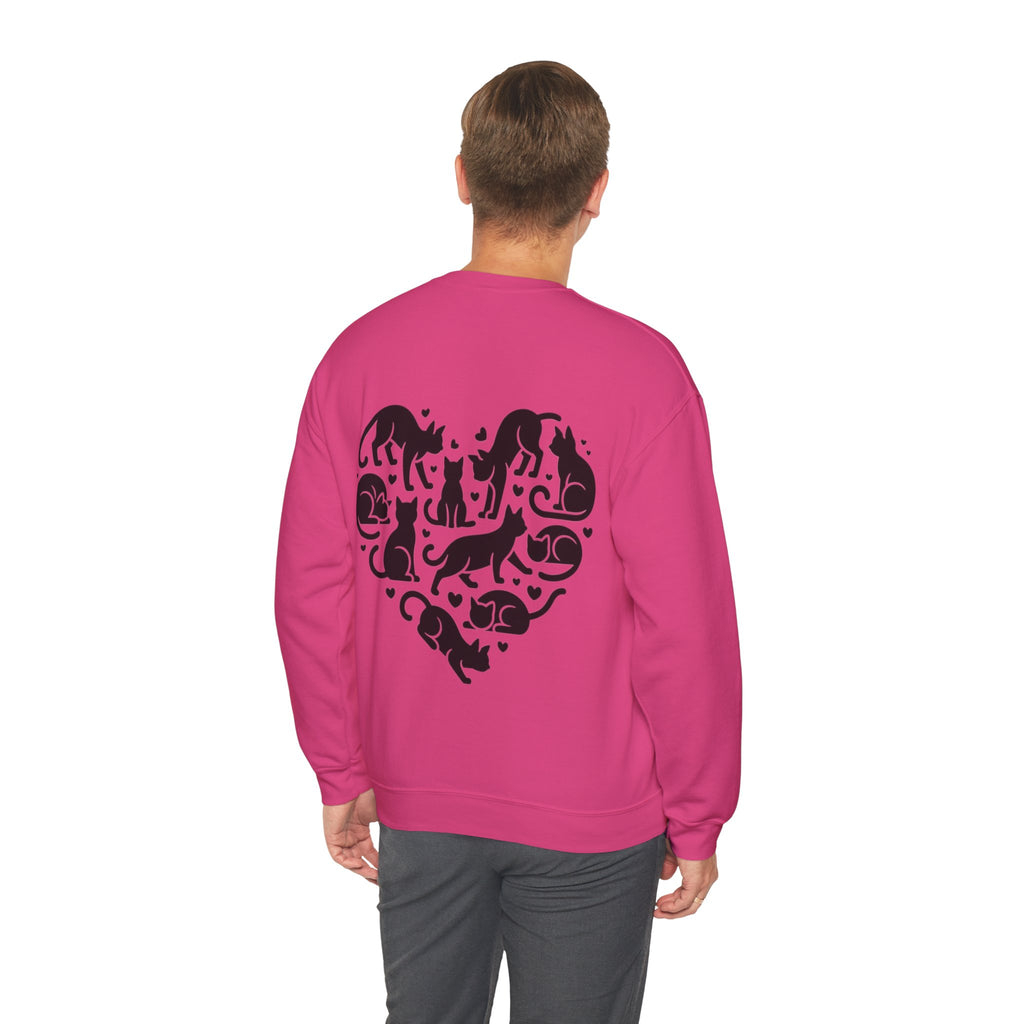 ORVIAN — LOVE Cat Silhouette & Heart-Shaped Cats Crewneck, Cat Lover Unisex Heavy Blend