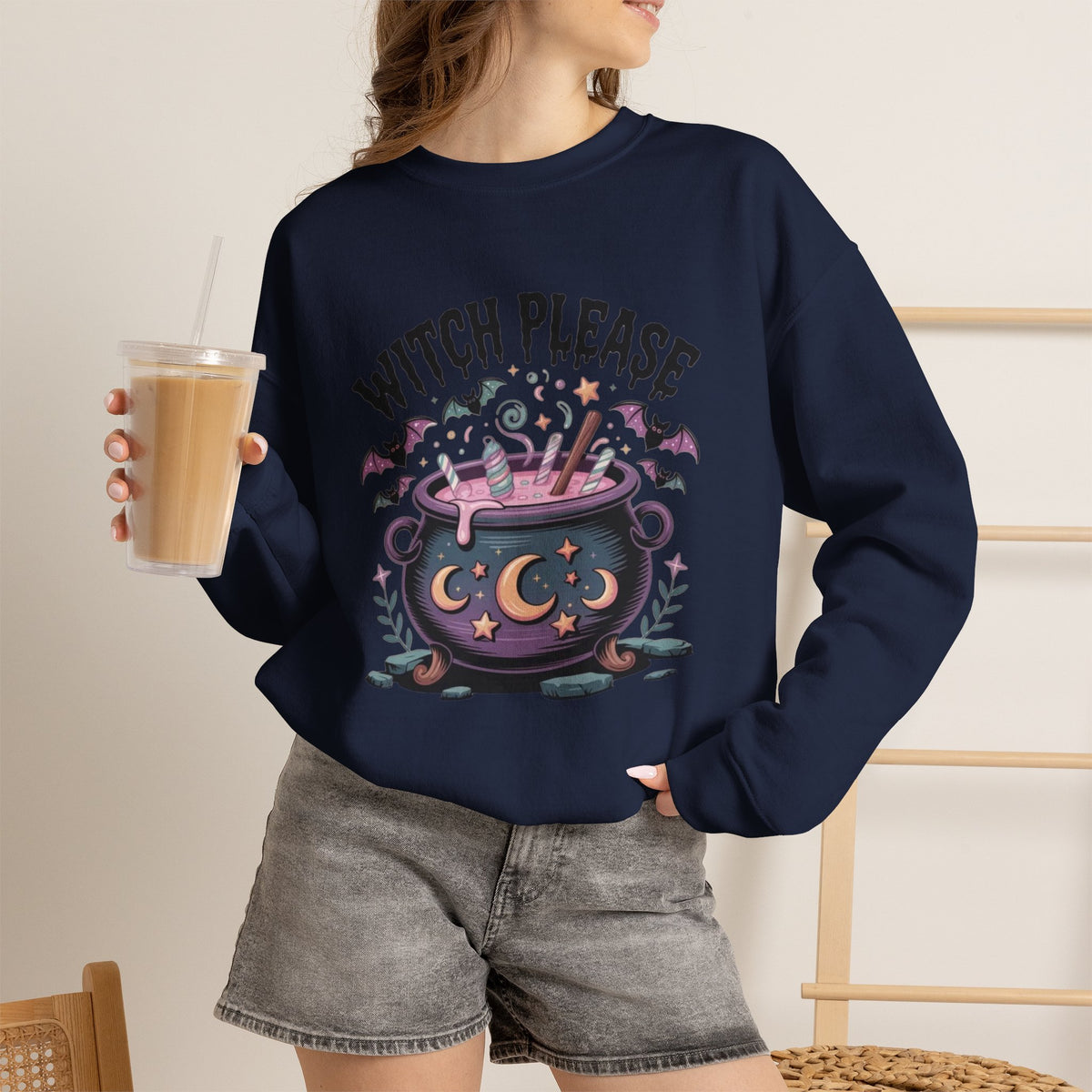 ORVIAN — Witch Please & I'm Just a Housewife Witch Crewneck, Magical Cauldron Unisex Heavy Blend