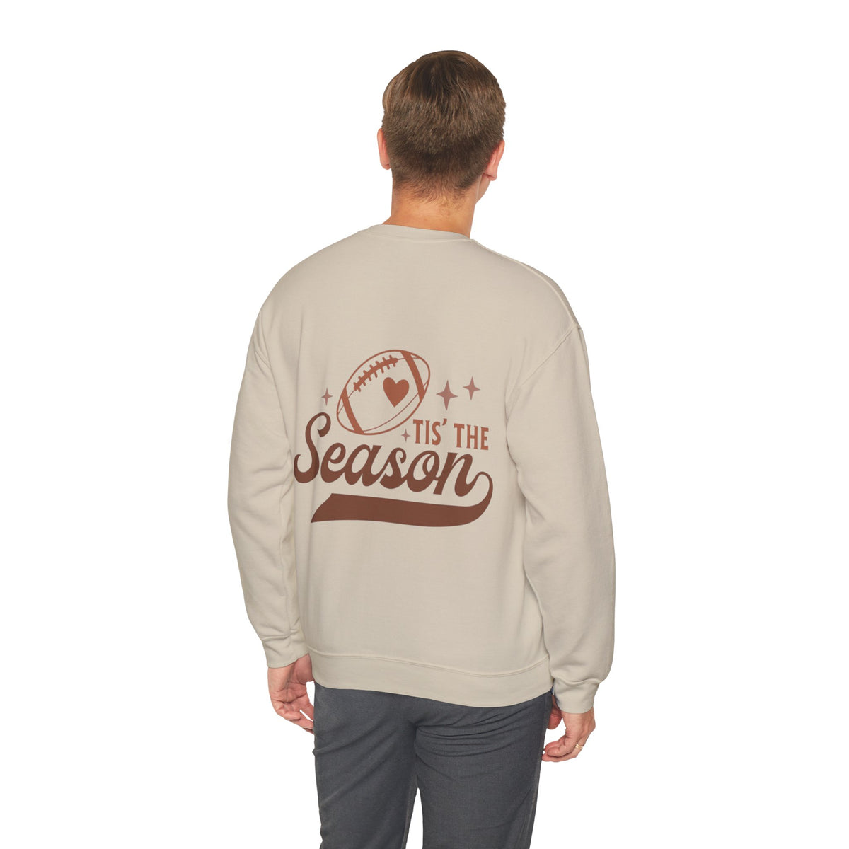 ORVIAN — Cuddles & Touchdowns Football Crewneck, Heart Football Game Day Unisex Heavy Blend