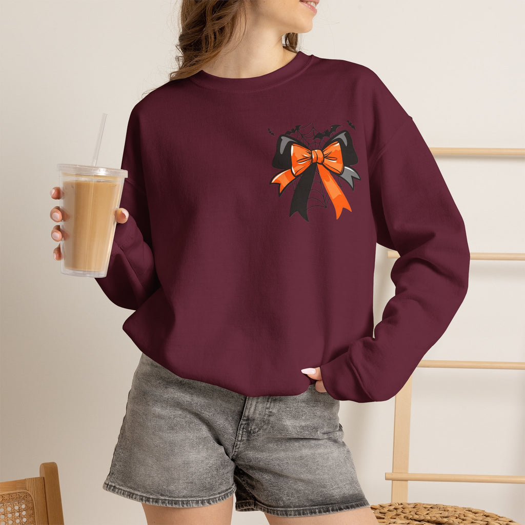 ORVIAN — Coquette Ghost & Bow Halloween Crewneck, Lace Ghost Pumpkin Unisex Sweatshirt