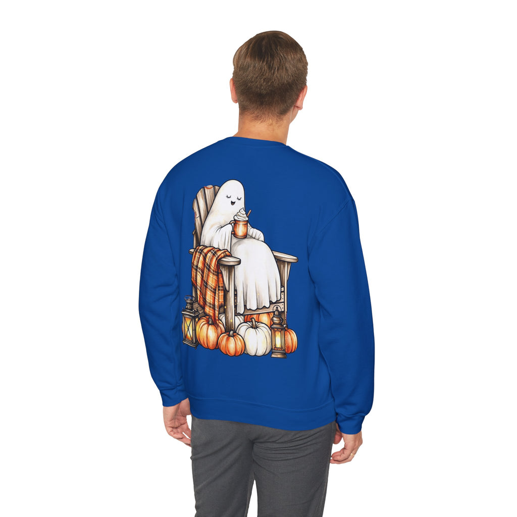 ORVIAN — Ghostly Coffee Break Coquette Bow Crewneck, Cozy Pumpkin Spice Halloween Unisex
