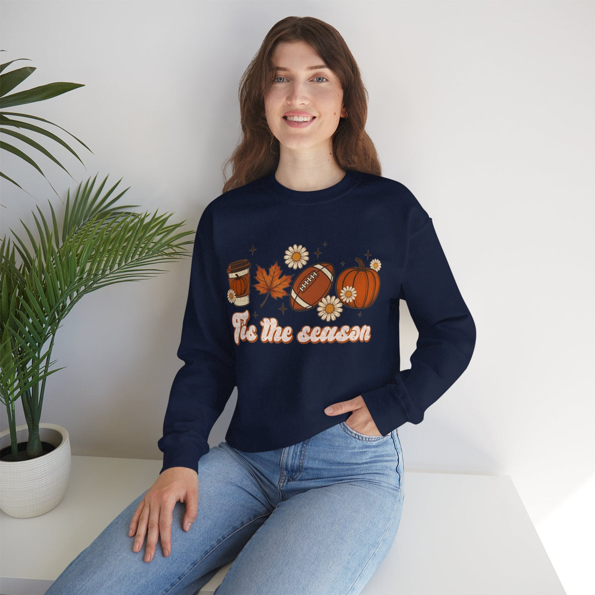 ORVIAN — ’Tis the Season Fall & Football Crewneck, Fall Sweet Fall Daisy Unisex Heavy Blend