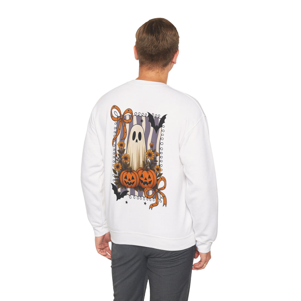 ORVIAN — Spooky & Sweet Ghost Crewneck, Coquette Bow Heart Halloween Unisex Sweatshirt