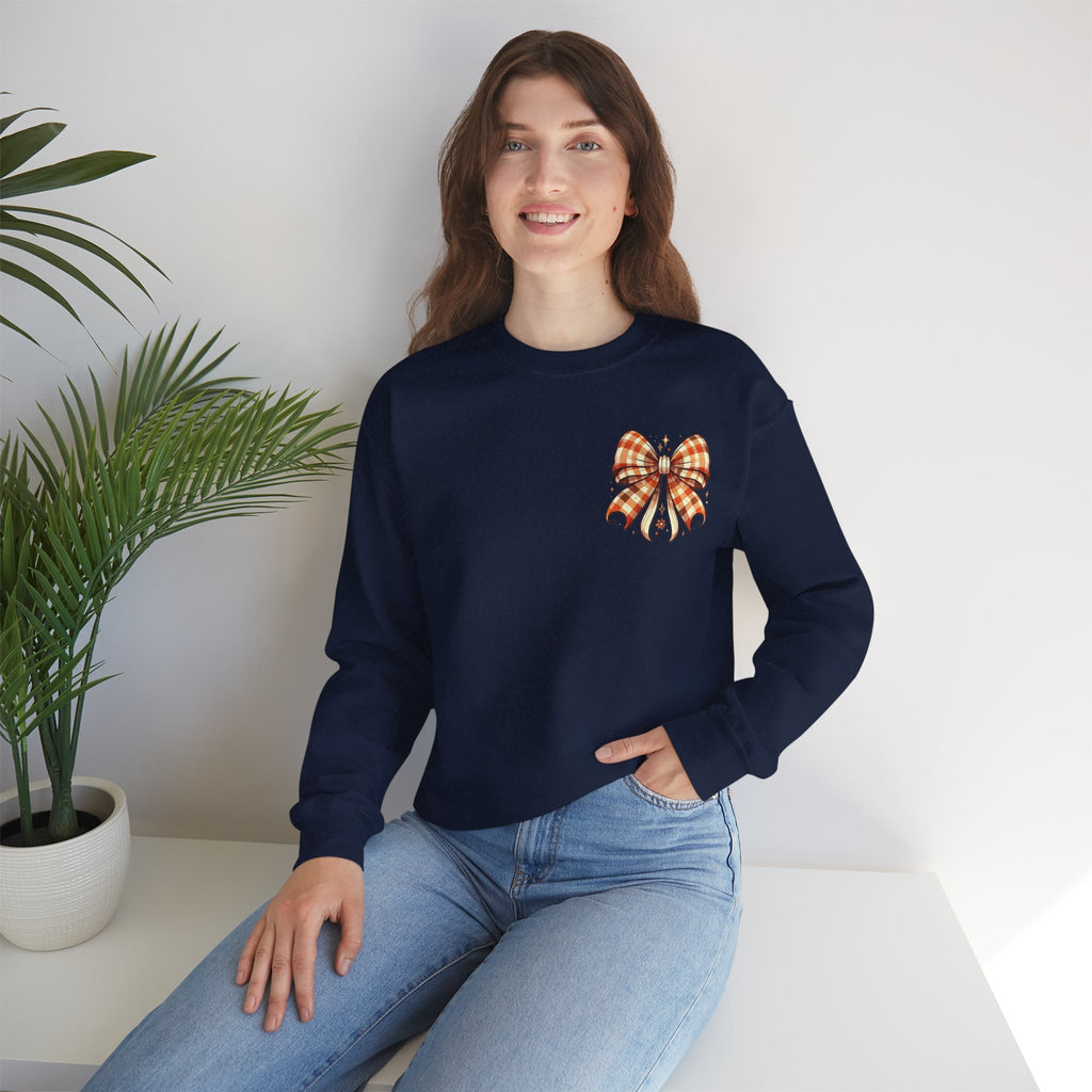 ORVIAN — Ghostly Coffee Break Coquette Bow Crewneck, Cozy Pumpkin Spice Halloween Unisex