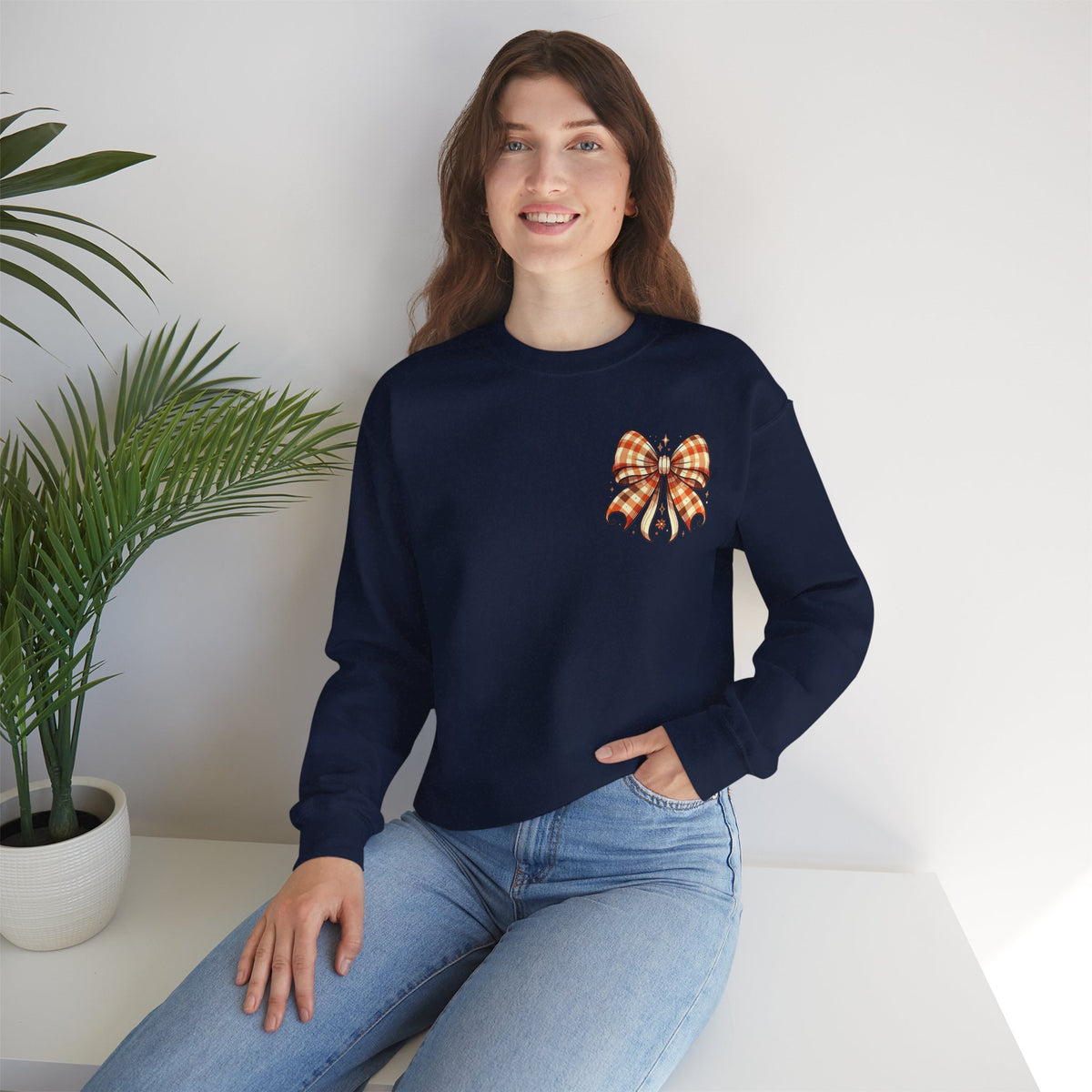 ORVIAN — Ghostly Coffee Break Coquette Bow Crewneck, Cozy Pumpkin Spice Halloween Unisex