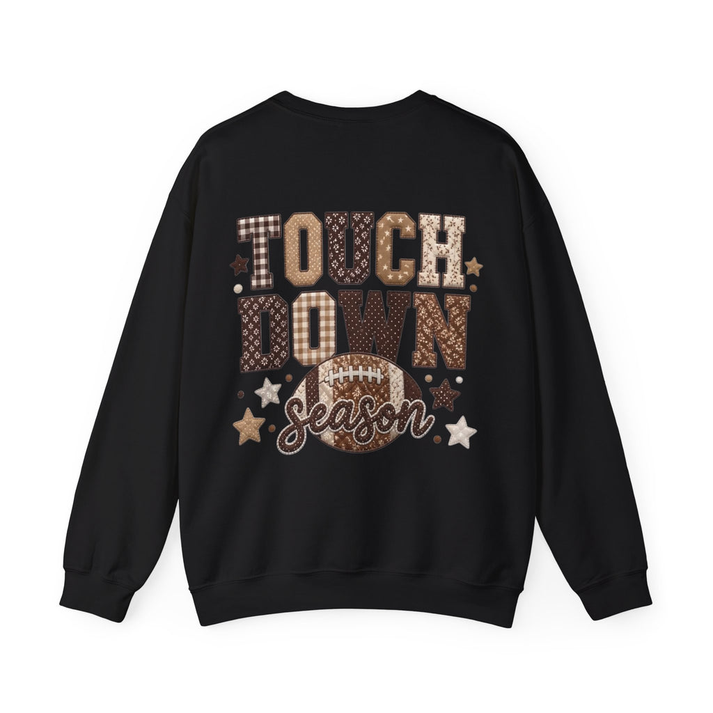 ORVIAN — Touchdown Season Football Bow Crewneck, Sparkle Game Day Sporty Unisex Heavy Blend