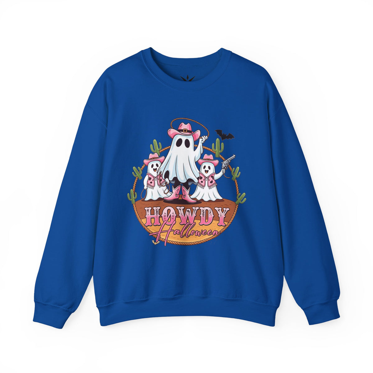 ORVIAN — Howdy Halloween Ghost Cowboy Crewneck, Pink Cowboo Western Unisex Heavy Blend