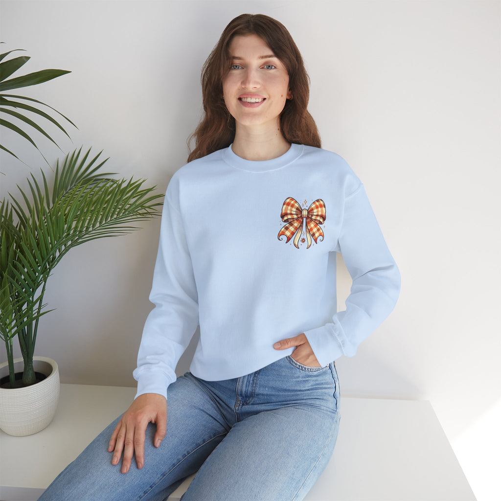 ORVIAN — Ghostly Coffee Break Coquette Bow Crewneck, Cozy Pumpkin Spice Halloween Unisex