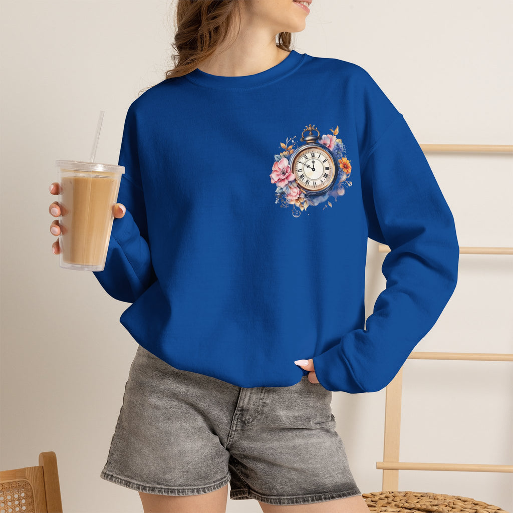 ORVIAN — Steampunk Floral Pocket Watch & Blooming Books Crewneck, Vintage Literary Unisex