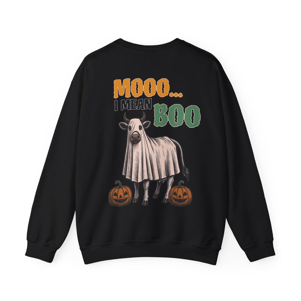 ORVIAN — Howdy Fall Wéstern Pumpkin & Ghost Cow Crewneck, Moo I Mean Boo Halloween Unisex