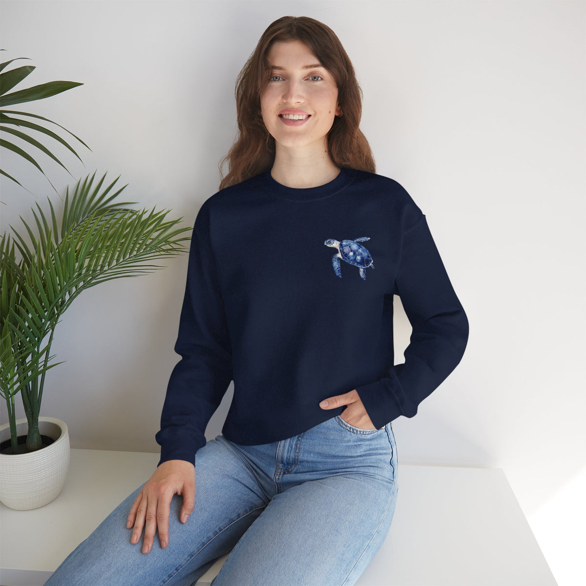 ORVIAN — Sea Turtle & Seashell Starfish Crewneck, Coastal Ocean Nautical Unisex Heavy Blend