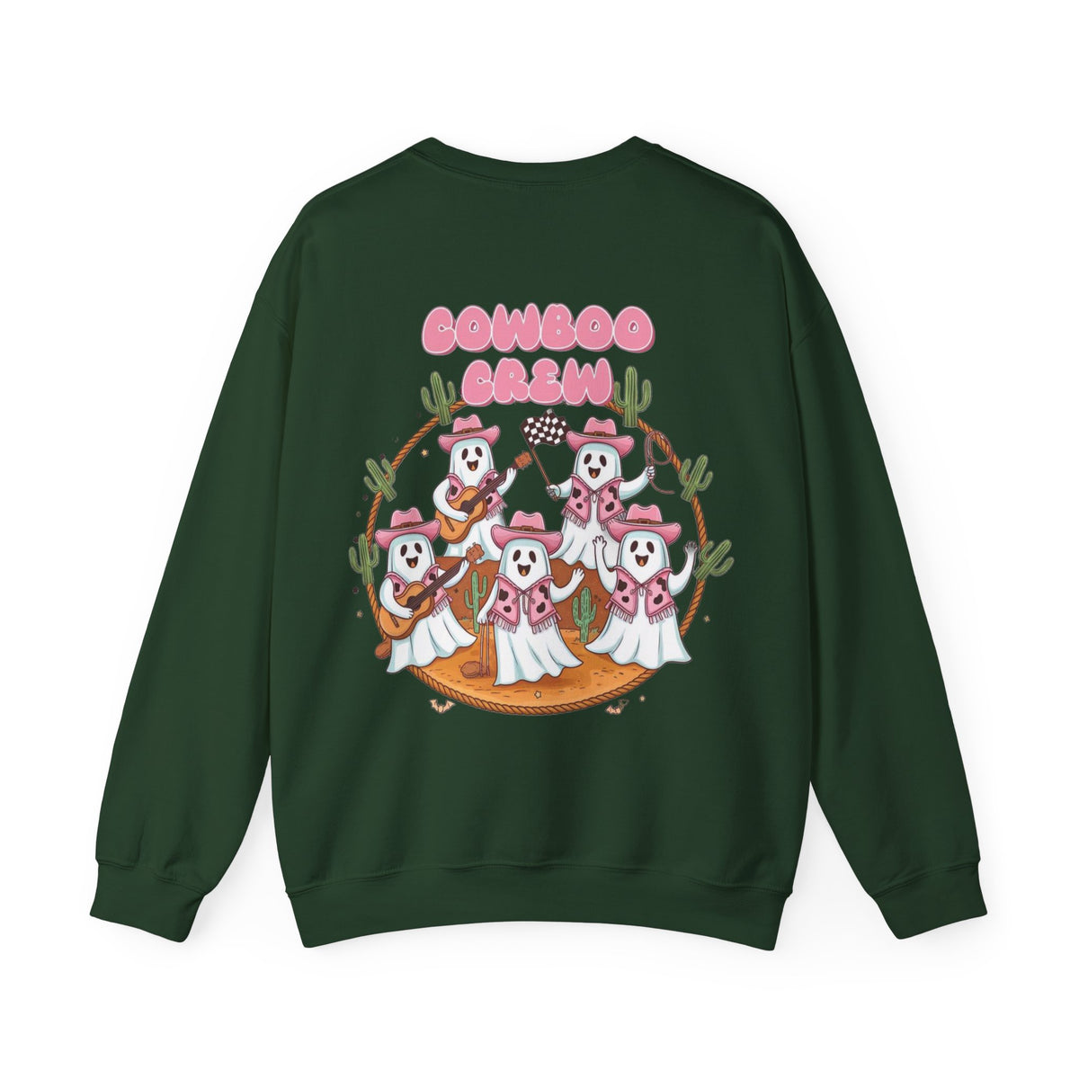 ORVIAN — Howdy Halloween Ghost Cowboy Crewneck, Pink Cowboo Western Unisex Heavy Blend