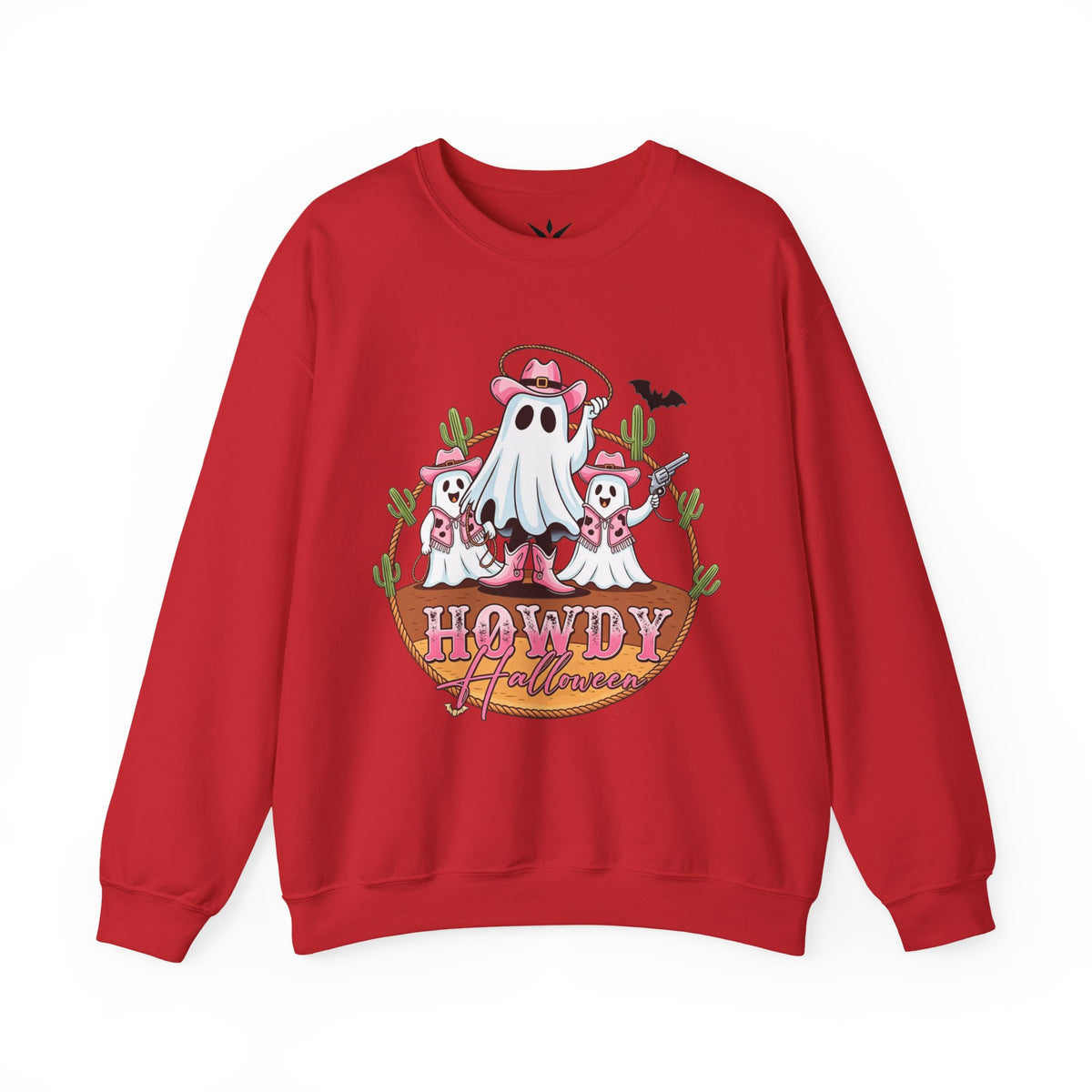 ORVIAN — Howdy Halloween Ghost Cowboy Crewneck, Pink Cowboo Western Unisex Heavy Blend