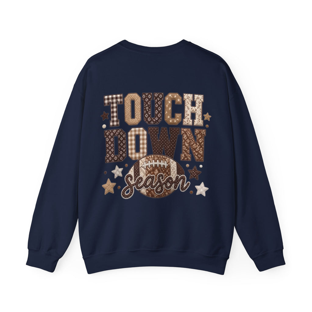 ORVIAN — Touchdown Season Football Bow Crewneck, Sparkle Game Day Sporty Unisex Heavy Blend