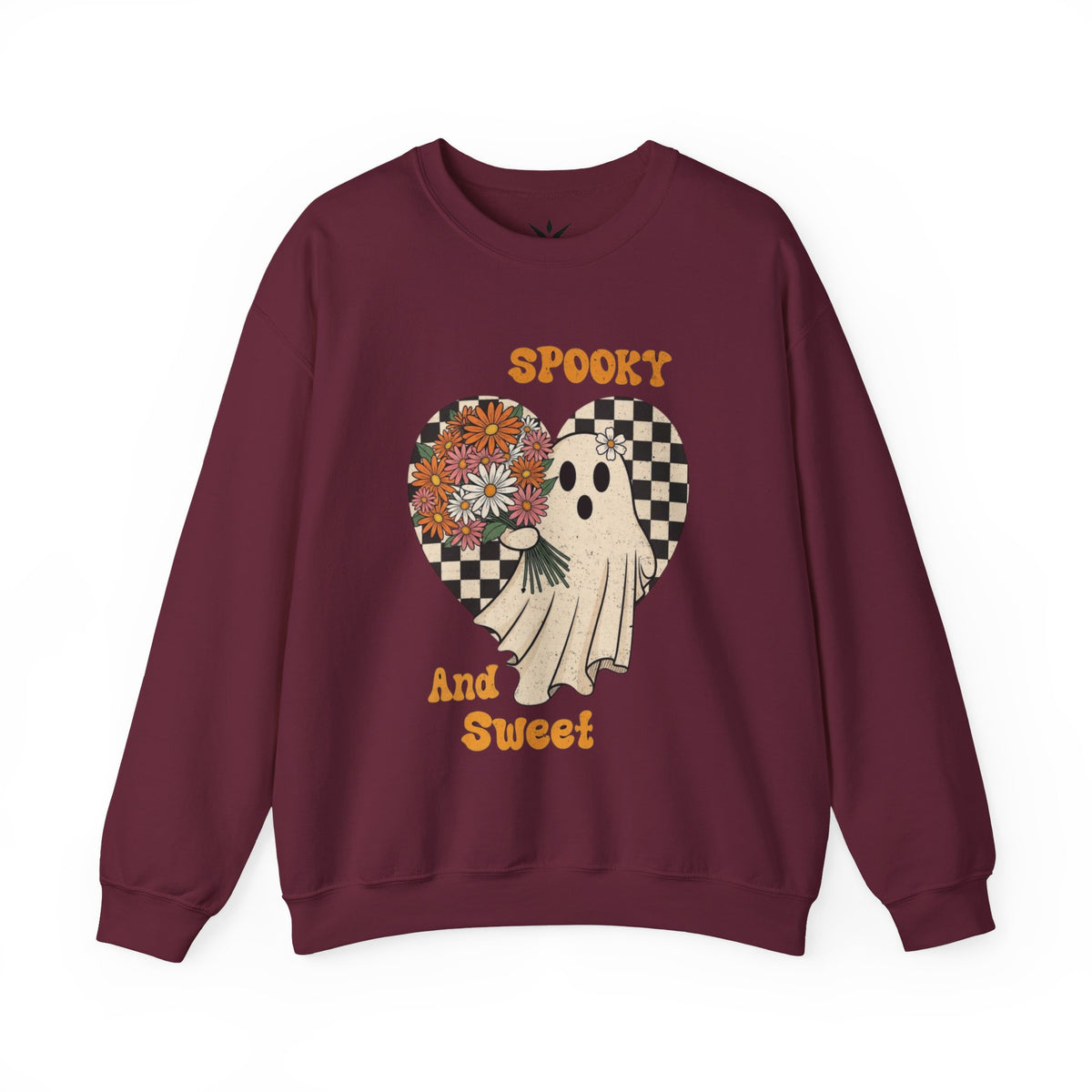 ORVIAN — Spooky & Sweet Ghost Crewneck, Coquette Bow Heart Halloween Unisex Sweatshirt