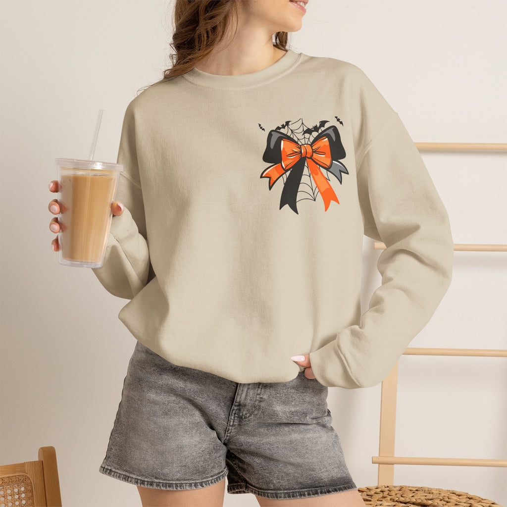 ORVIAN — Coquette Ghost & Bow Halloween Crewneck, Lace Ghost Pumpkin Unisex Sweatshirt