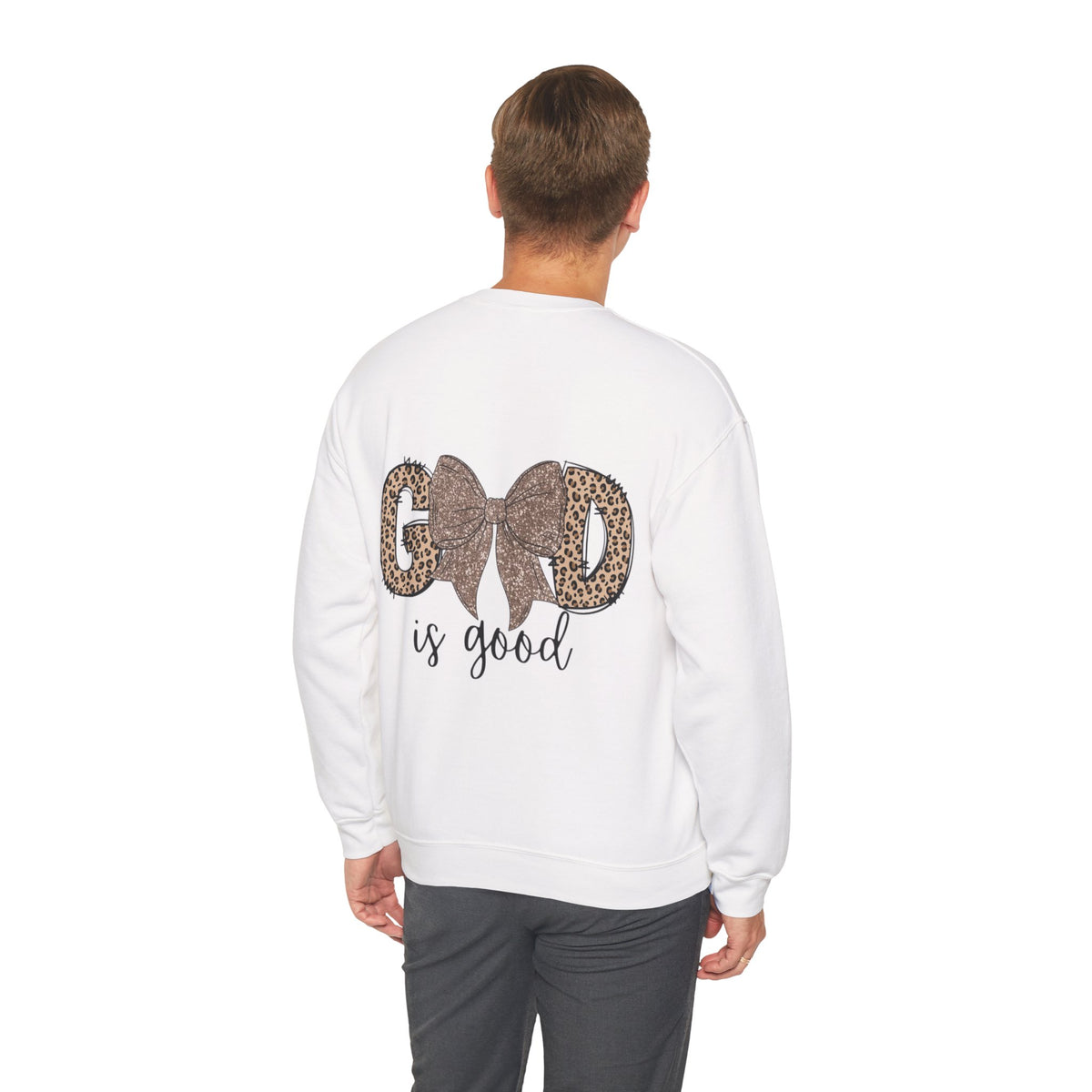 ORVIAN — Leopard Is The New Black & God Is Good Coquette Bow Crewneck, Faith-Inspired Unisex
