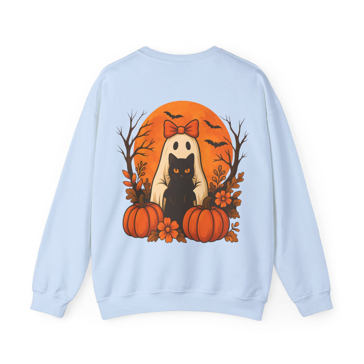ORVIAN — Black Cat & Pumpkin Halloween Crewneck, Ghost & Coquette Bow Unisex Heavy Blend