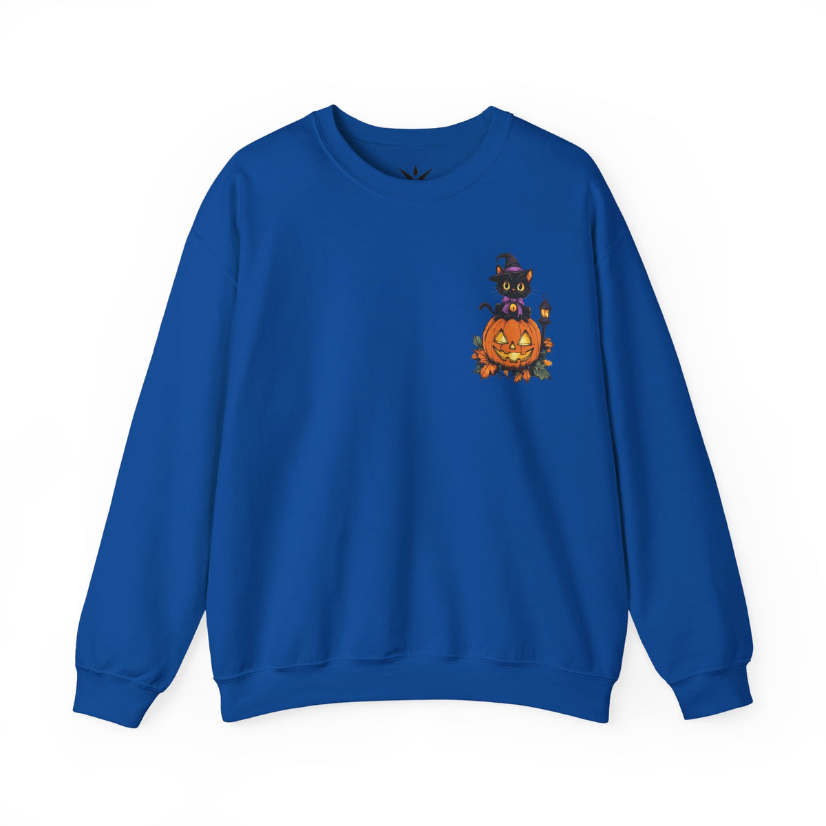ORVIAN — Witch Cat Halloween Crewneck, Flying Black Cat & Pumpkin Patch Unisex Sweatshirt