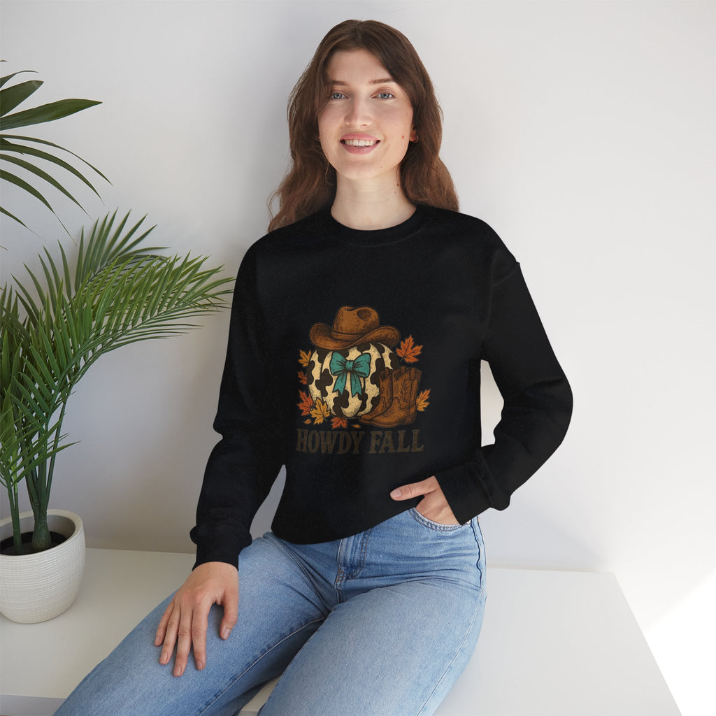 ORVIAN — Howdy Fall Wéstern Pumpkin & Ghost Cow Crewneck, Moo I Mean Boo Halloween Unisex
