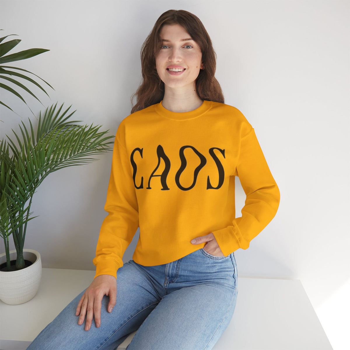ORVIAN — Chaos Cat Crewneck, Reversed Lettering & Rebel Cat Graphic Unisex Heavy Blend