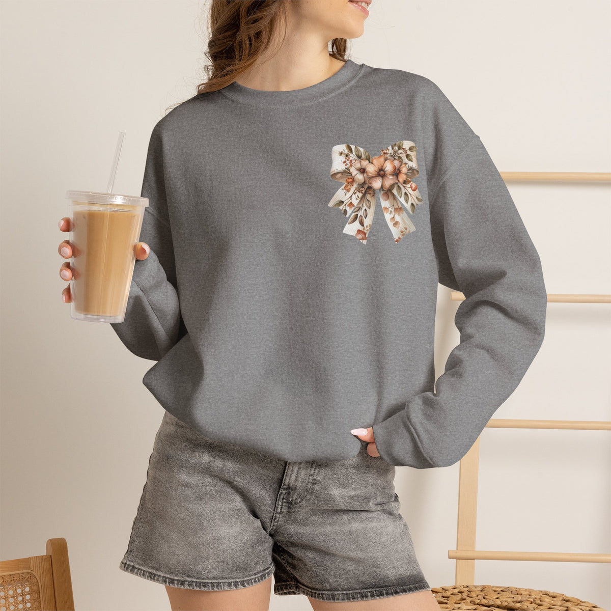 ORVIAN — Pumpkin Spice & Autumn Botanicals Crewneck, Floral Pumpkin Fall Unisex Sweatshirt