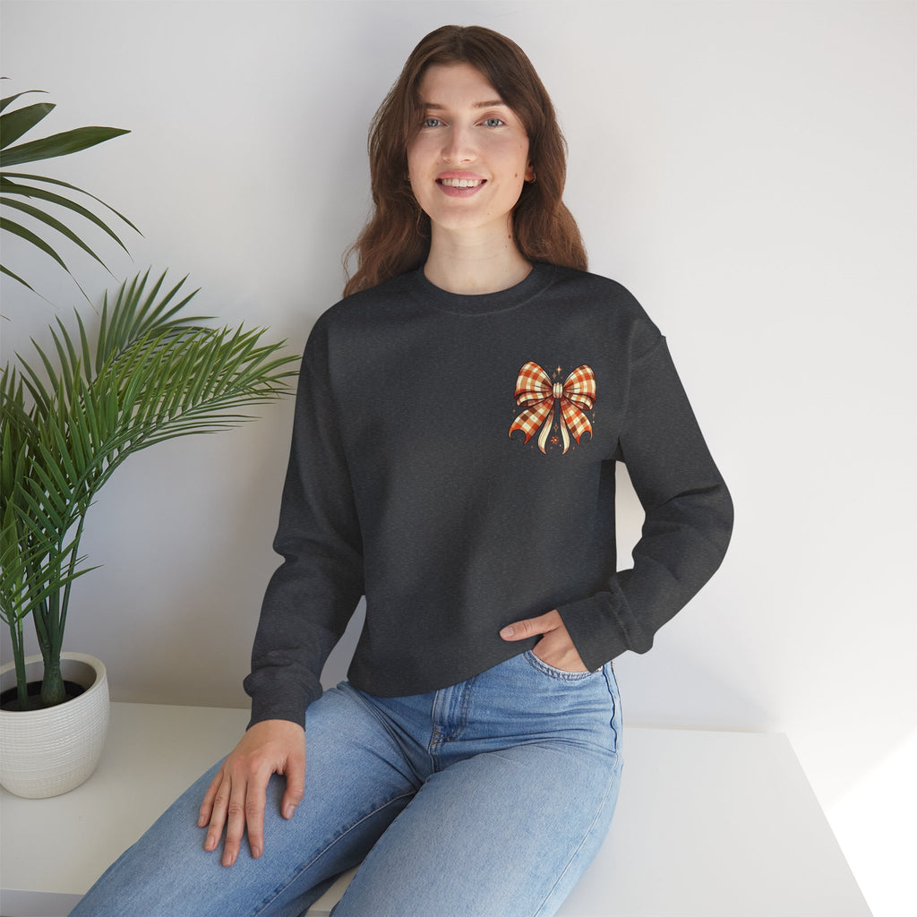 ORVIAN — Ghostly Coffee Break Coquette Bow Crewneck, Cozy Pumpkin Spice Halloween Unisex