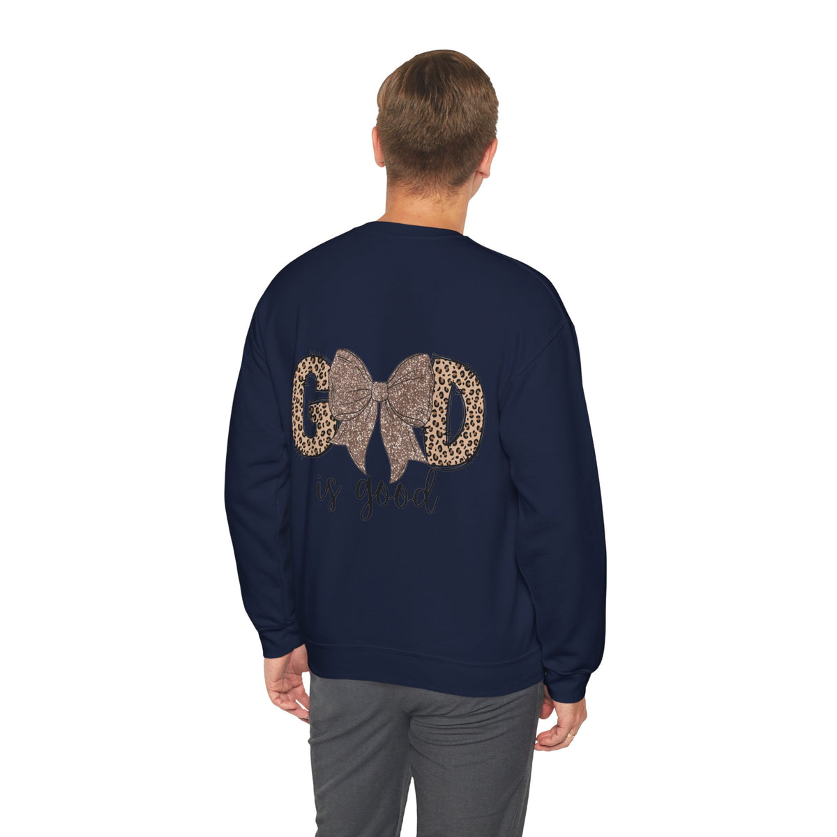 ORVIAN — Leopard Is The New Black & God Is Good Coquette Bow Crewneck, Faith-Inspired Unisex