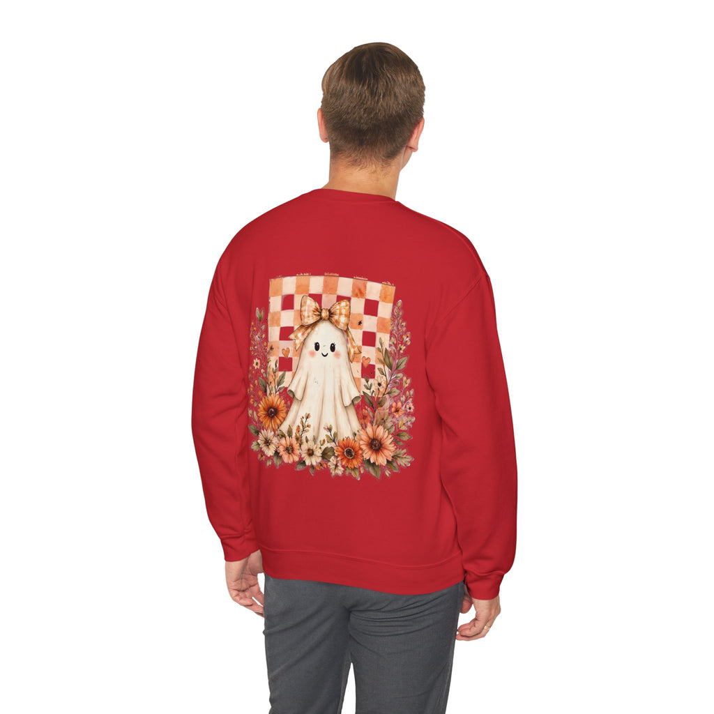 ORVIAN — Fall Kitten & Coquette Ghost Crewneck, Gingham Pumpkin Autumn Unisex Heavy Blend