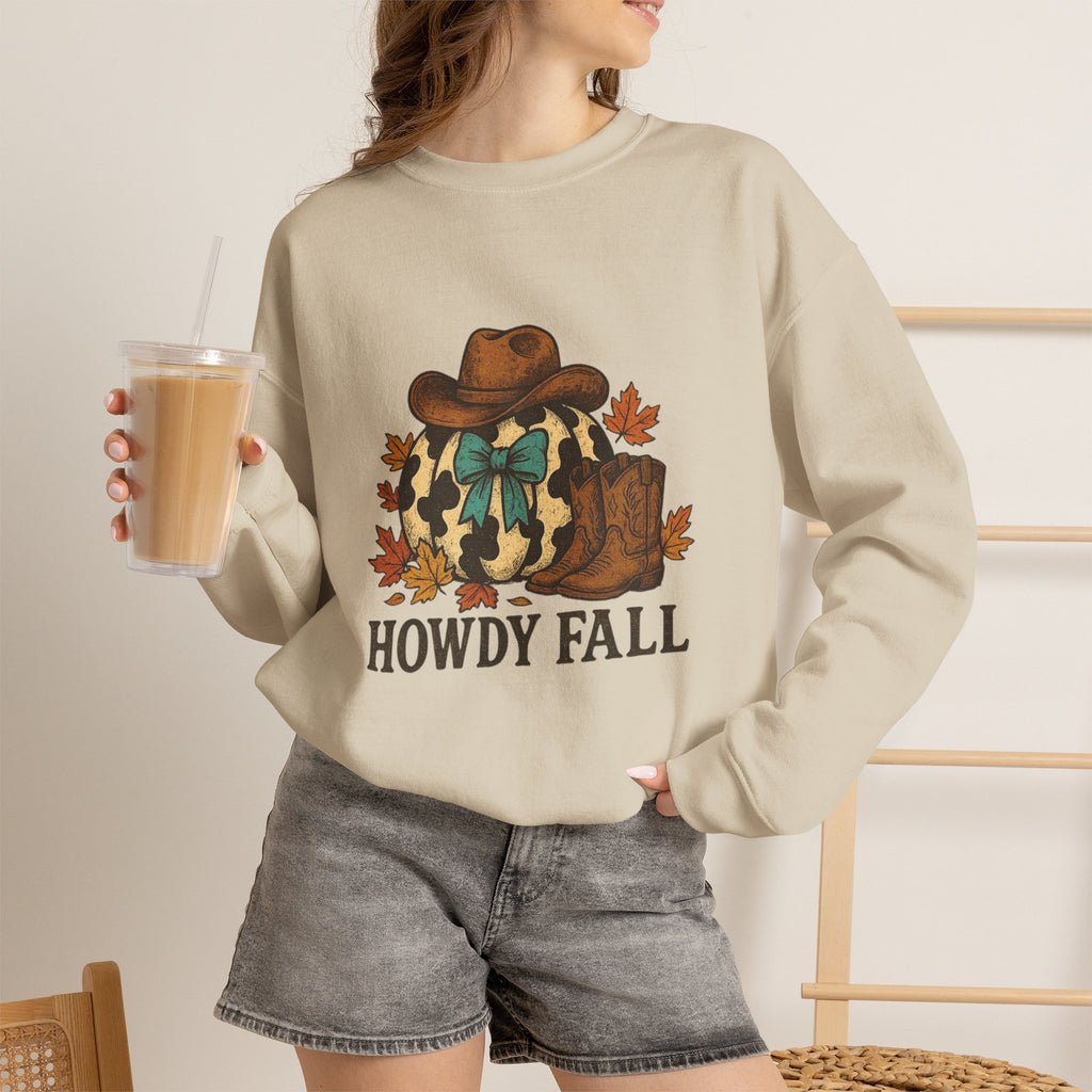 ORVIAN — Howdy Fall Wéstern Pumpkin & Ghost Cow Crewneck, Moo I Mean Boo Halloween Unisex