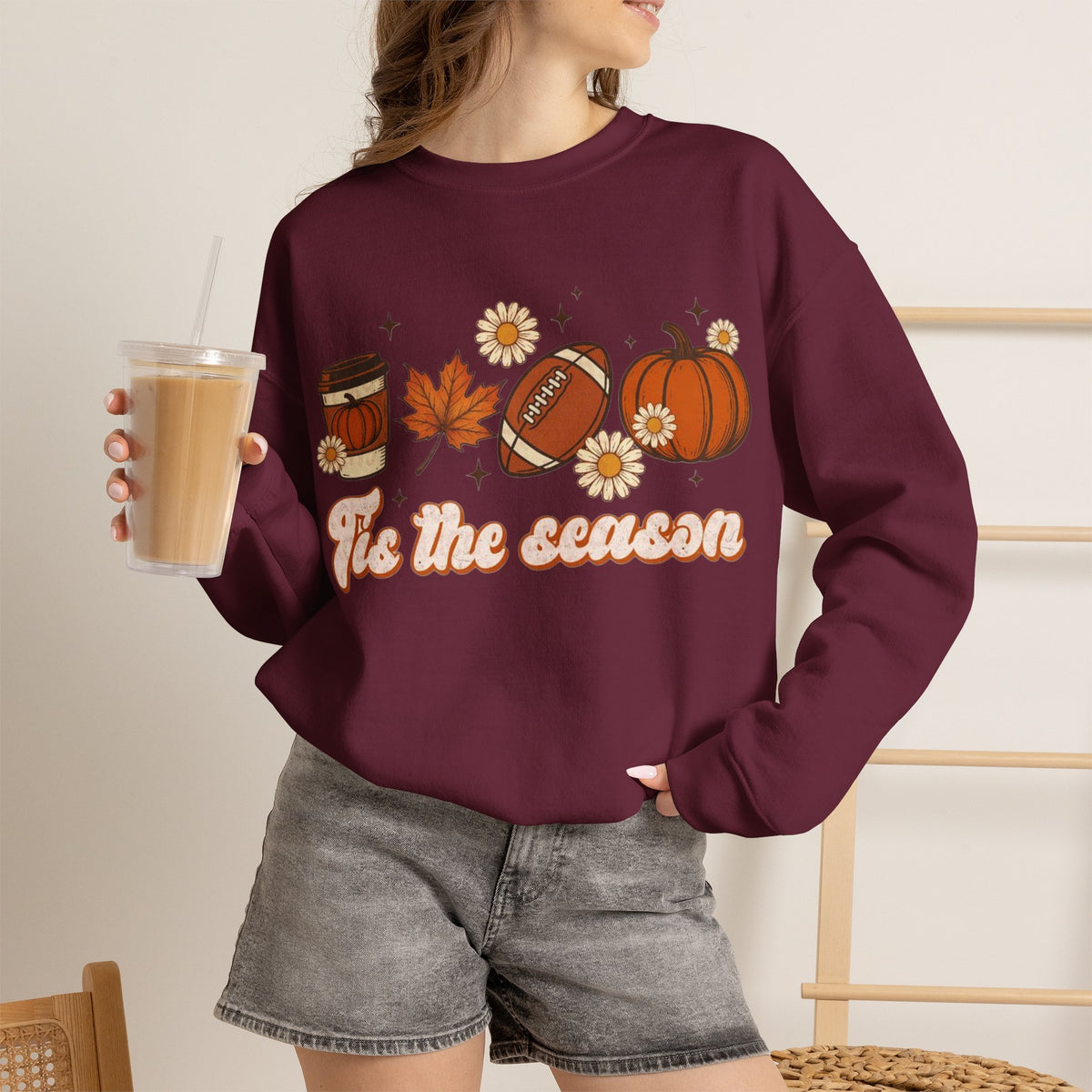 ORVIAN — ’Tis the Season Fall & Football Crewneck, Fall Sweet Fall Daisy Unisex Heavy Blend