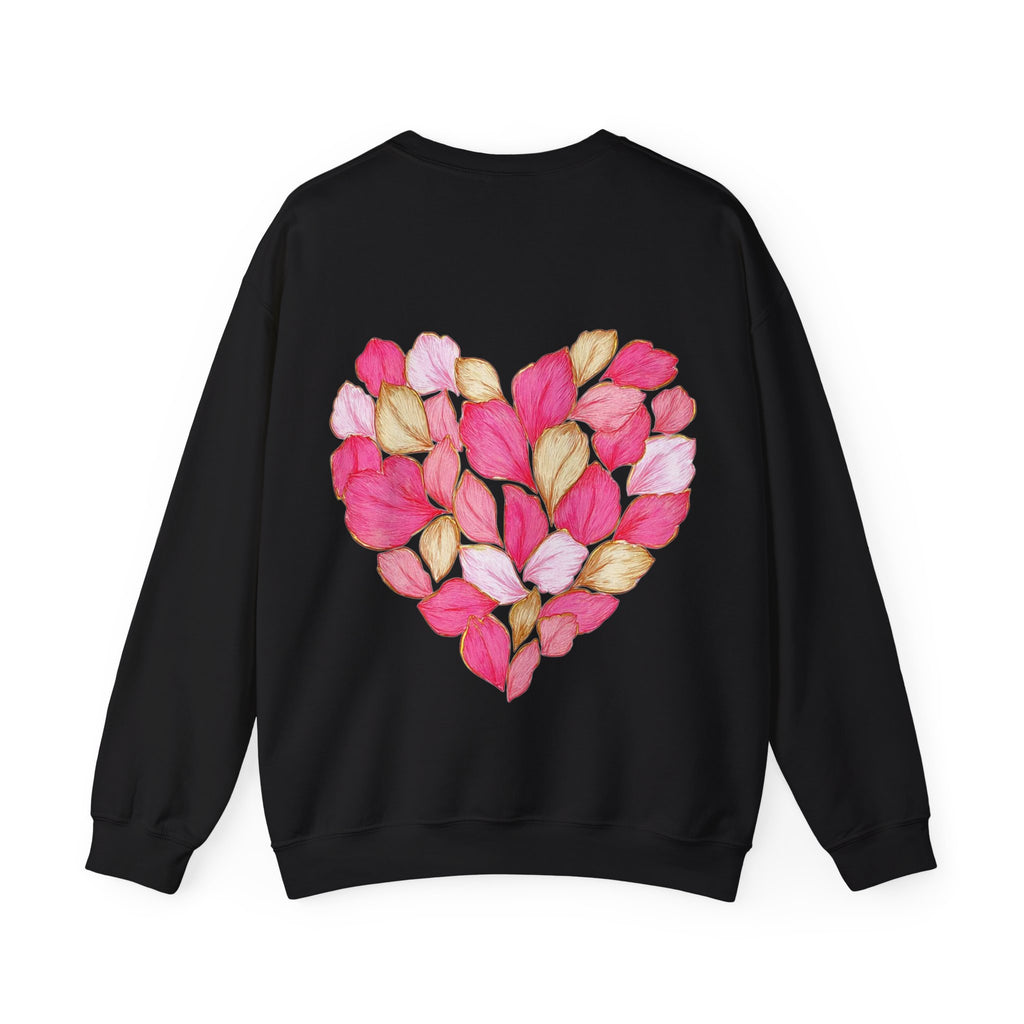 ORVIAN — Floral Rose Heart Crewneck, Romantic Pink Flower Valentine Sweatshirt, Unisex Heavy Blend