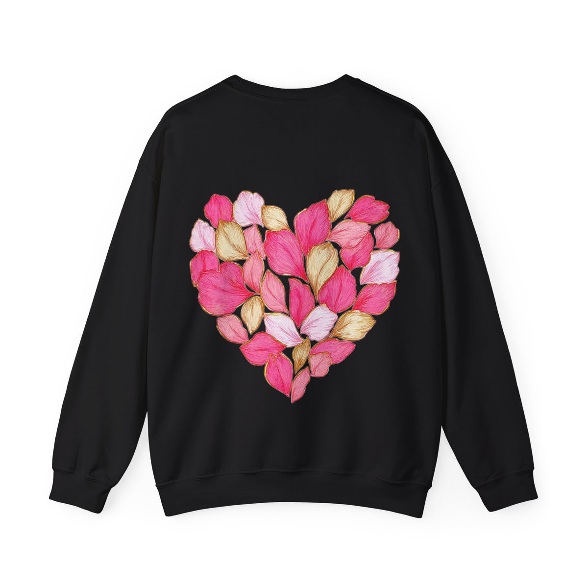 ORVIAN — Floral Rose Heart Crewneck, Romantic Pink Flower Valentine Sweatshirt, Unisex Heavy Blend