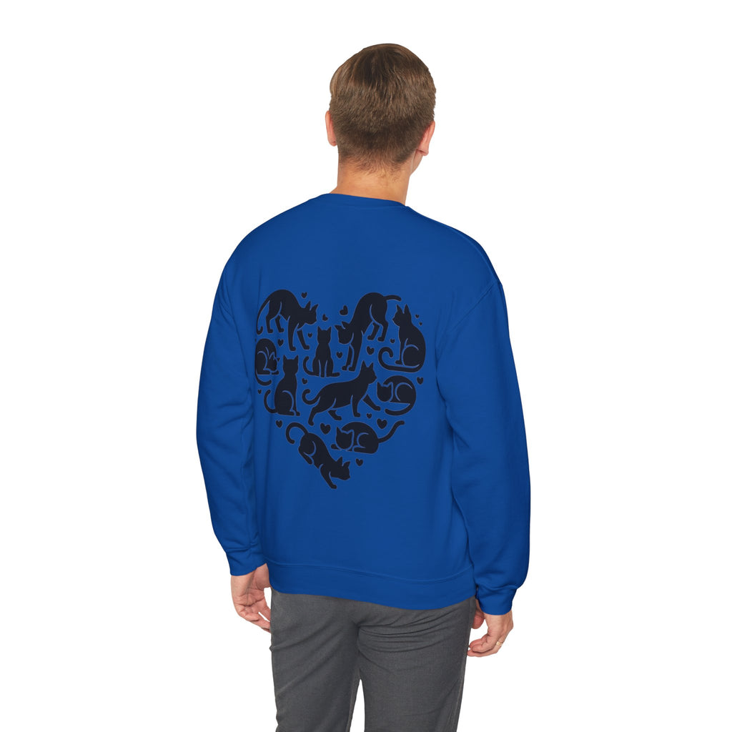 ORVIAN — LOVE Cat Silhouette & Heart-Shaped Cats Crewneck, Cat Lover Unisex Heavy Blend