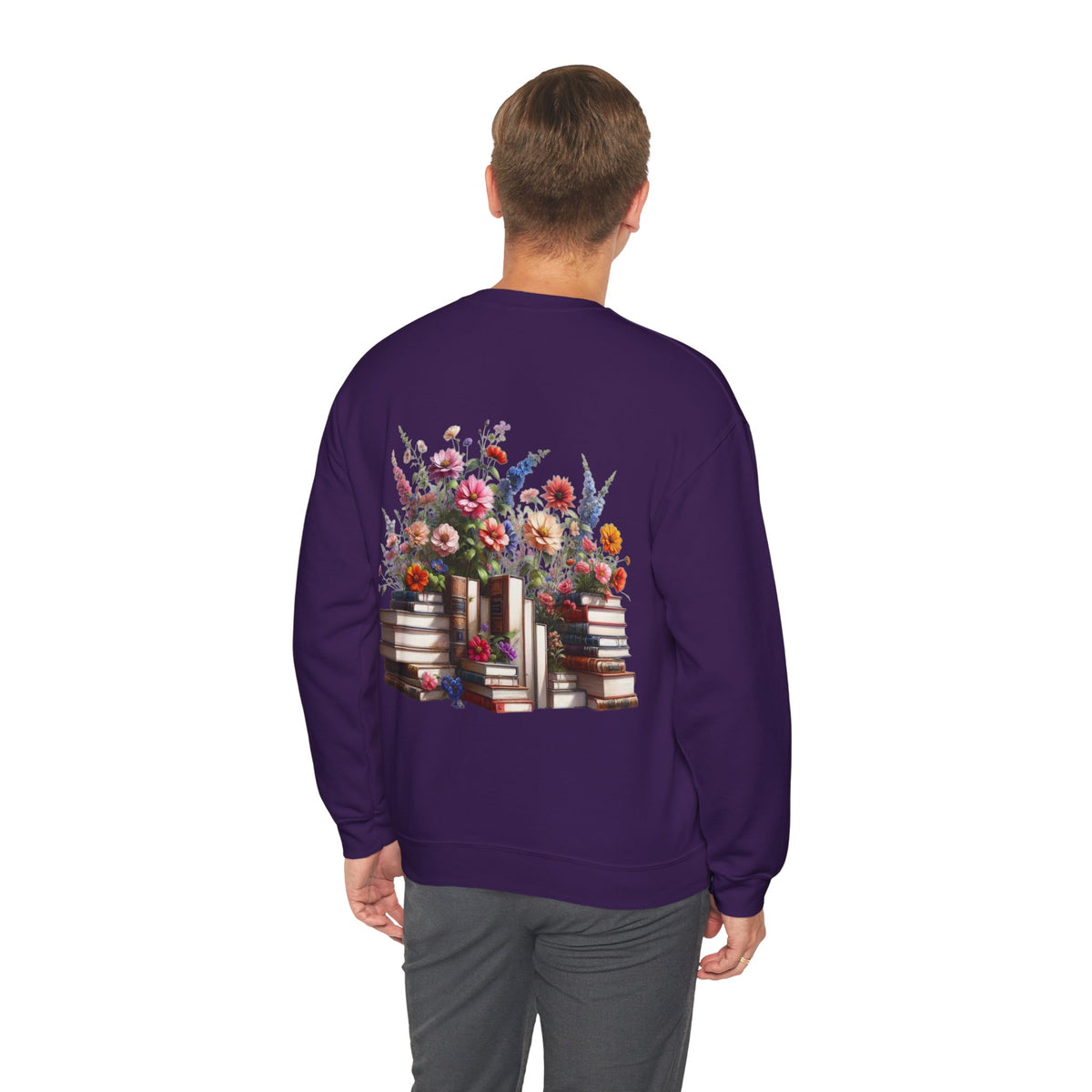 ORVIAN — Steampunk Floral Pocket Watch & Blooming Books Crewneck, Vintage Literary Unisex