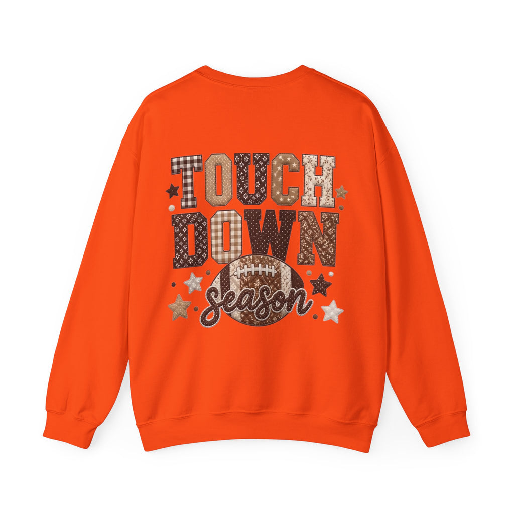 ORVIAN — Touchdown Season Football Bow Crewneck, Sparkle Game Day Sporty Unisex Heavy Blend
