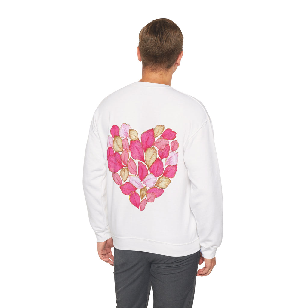 ORVIAN — Floral Rose Heart Crewneck, Romantic Pink Flower Valentine Sweatshirt, Unisex Heavy Blend