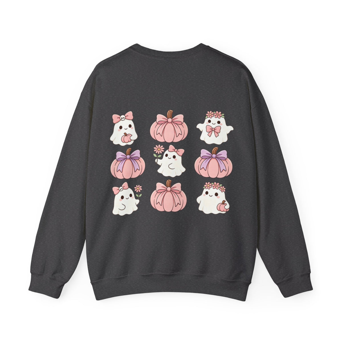ORVIAN — Pink Halloween Coquette Ghost Crewneck, Bow & Pumpkin Unisex Heavy Blend