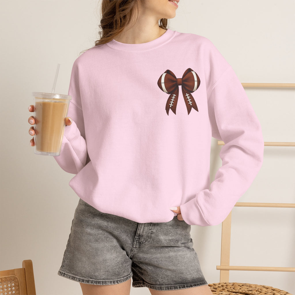 ORVIAN — Touchdown Season Coquette Football Bow Crewneck, Varsity Game Day Unisex Heavy Blend