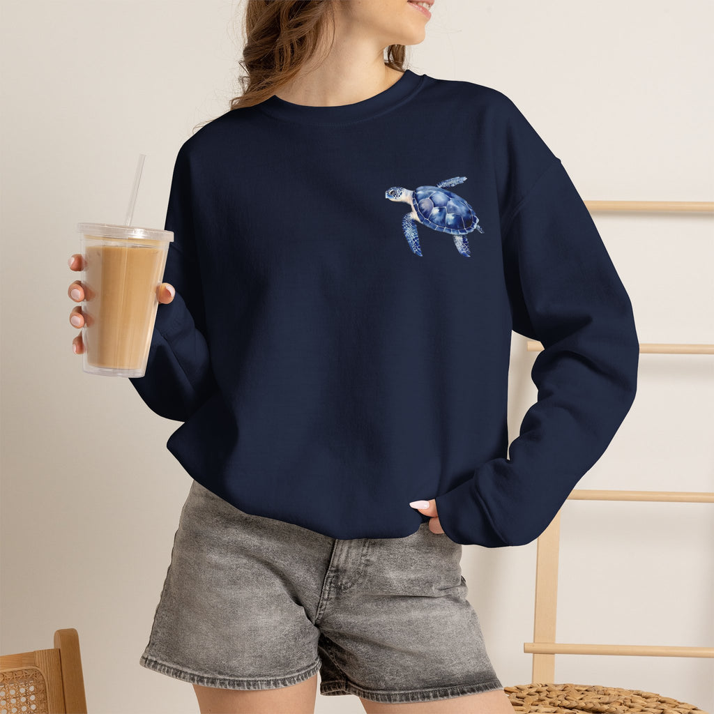 ORVIAN — Sea Turtle & Seashell Starfish Crewneck, Coastal Ocean Nautical Unisex Heavy Blend