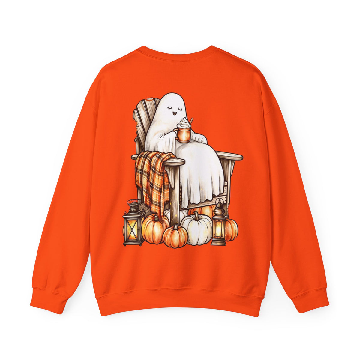 ORVIAN — Ghostly Coffee Break Coquette Bow Crewneck, Cozy Pumpkin Spice Halloween Unisex