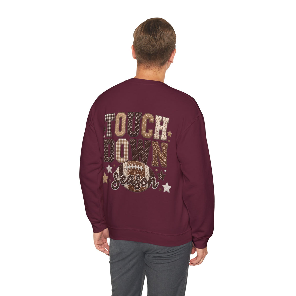 ORVIAN — Touchdown Season Football Bow Crewneck, Sparkle Game Day Sporty Unisex Heavy Blend