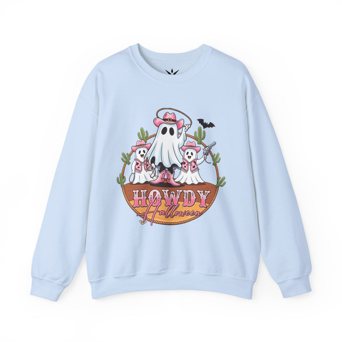 ORVIAN — Howdy Halloween Ghost Cowboy Crewneck, Pink Cowboo Western Unisex Heavy Blend