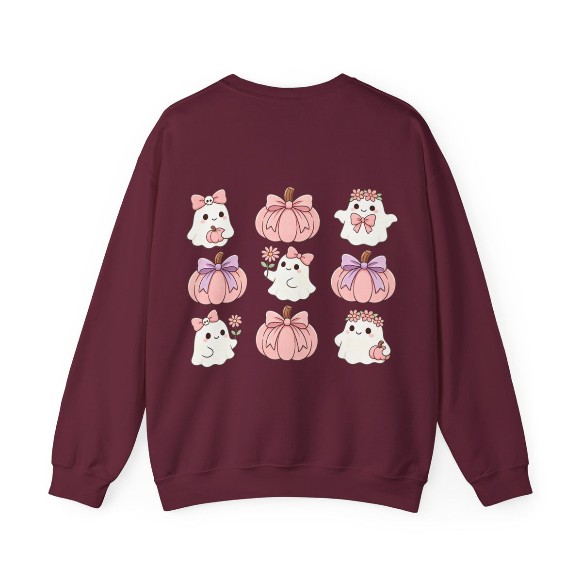 ORVIAN — Pink Halloween Coquette Ghost Crewneck, Bow & Pumpkin Unisex Heavy Blend