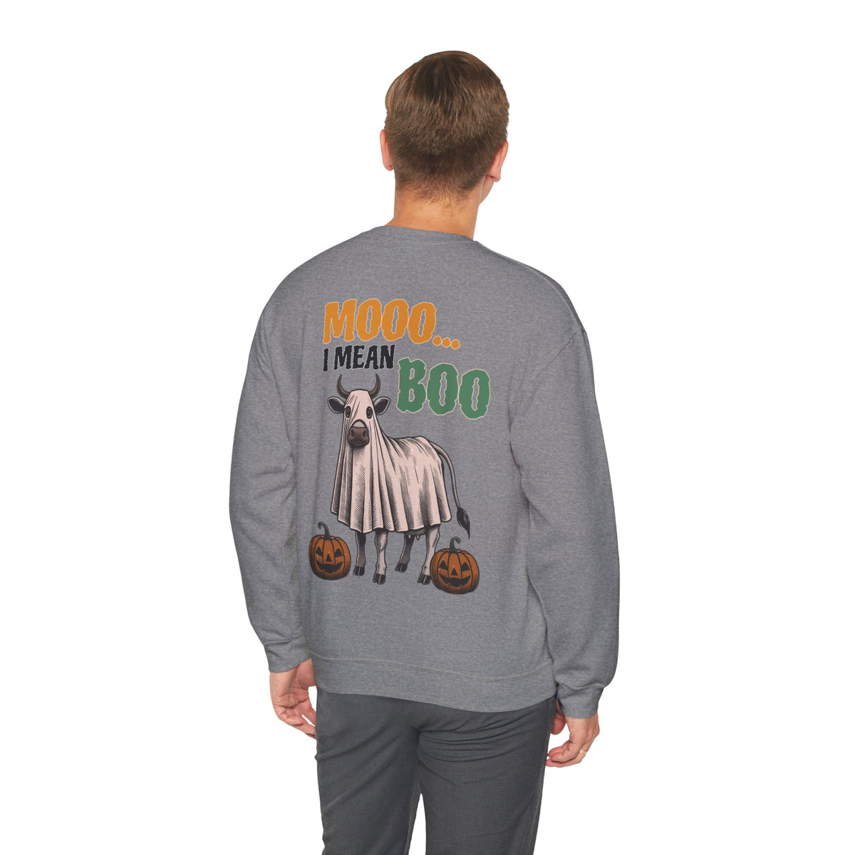 ORVIAN — Howdy Fall Wéstern Pumpkin & Ghost Cow Crewneck, Moo I Mean Boo Halloween Unisex