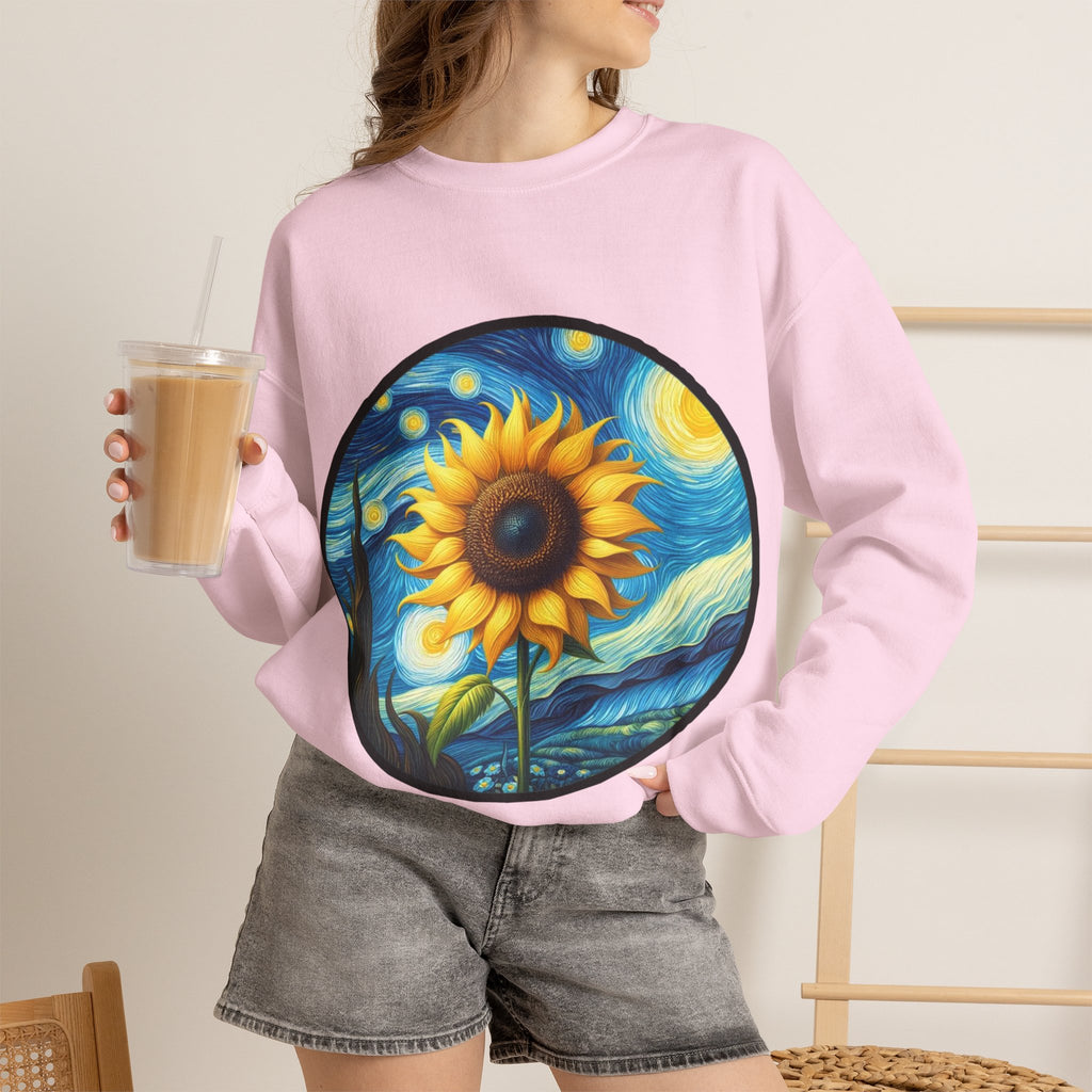 ORVIAN — Van Gogh Starry Night Sunflower & Artist Easel Crewneck, Art-Inspired Sweatshirt