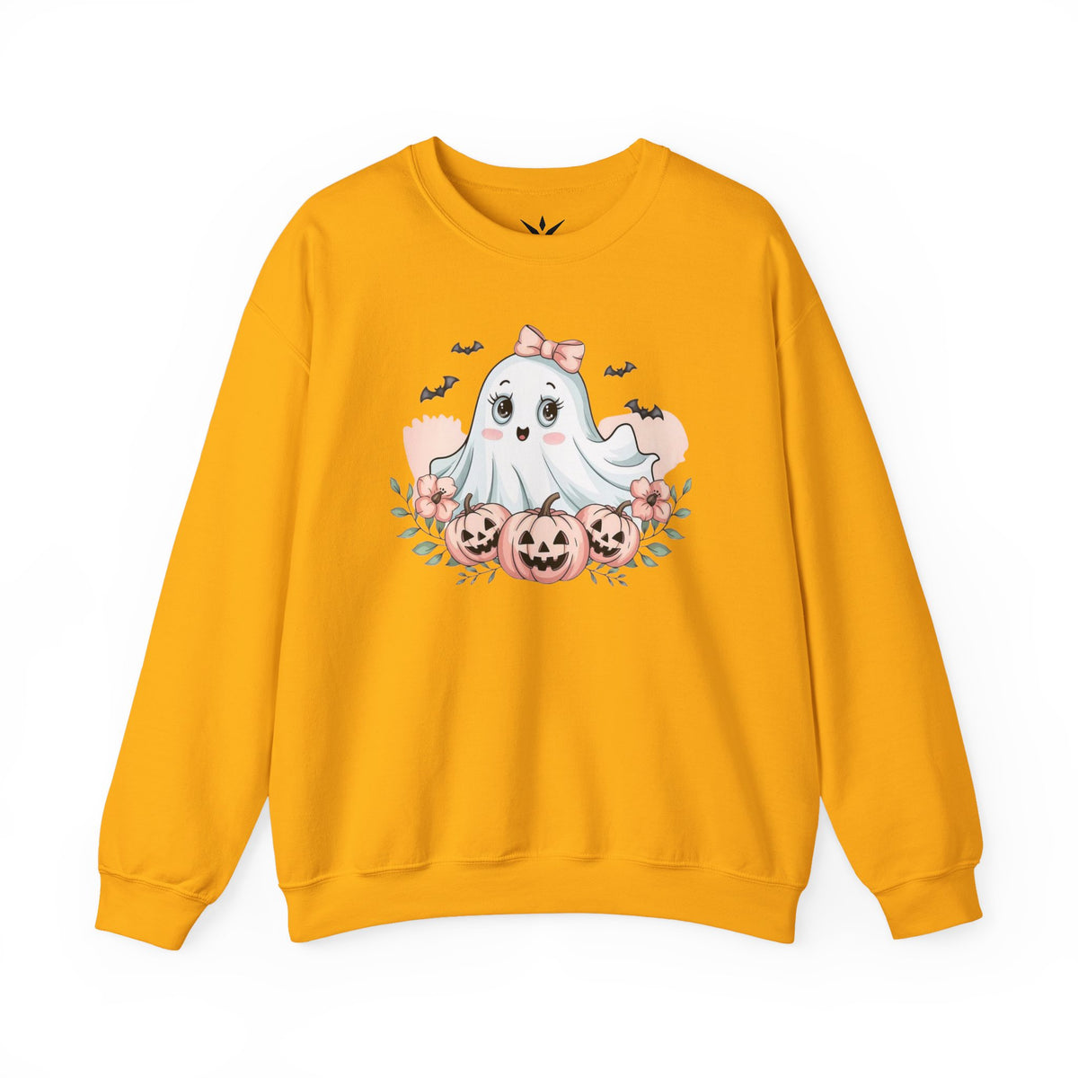 ORVIAN — Pink Halloween Coquette Ghost Crewneck, Bow & Pumpkin Unisex Heavy Blend